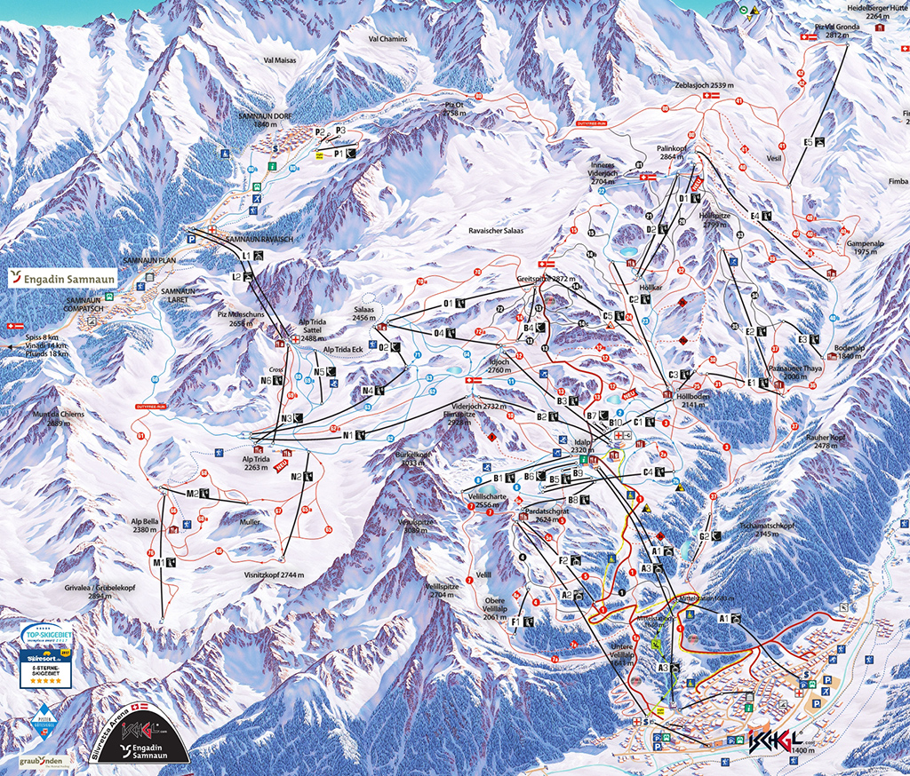 Cartina Ischgl - Mappa piste sci Ischgl