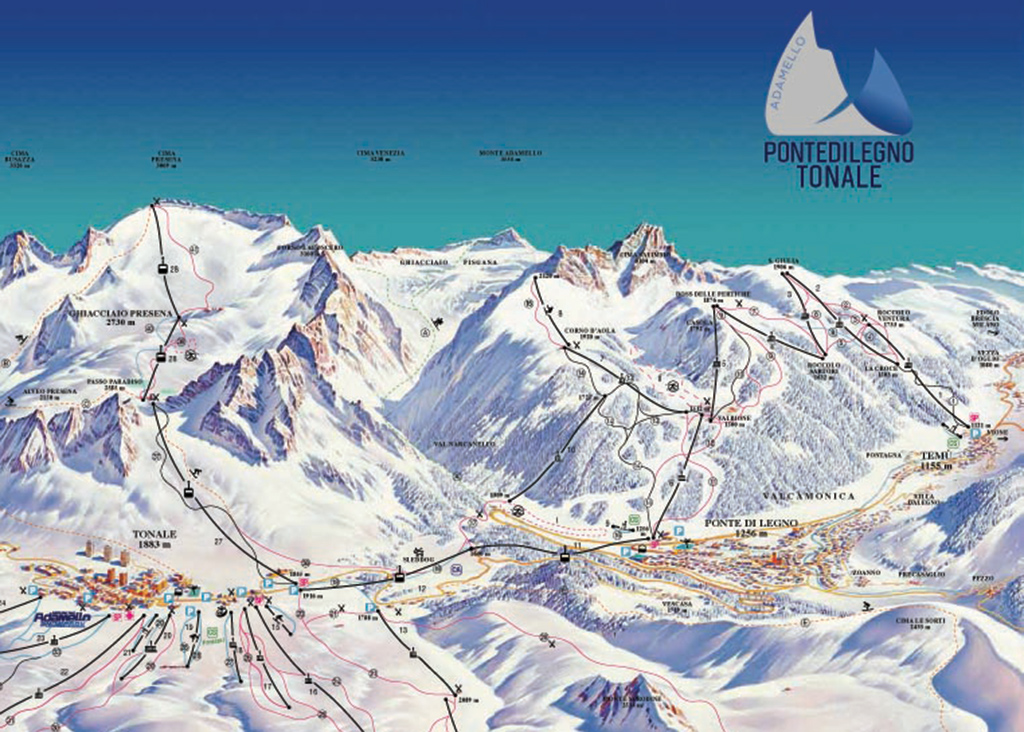 Cartina Temu' - Mappa piste di sci Temu'