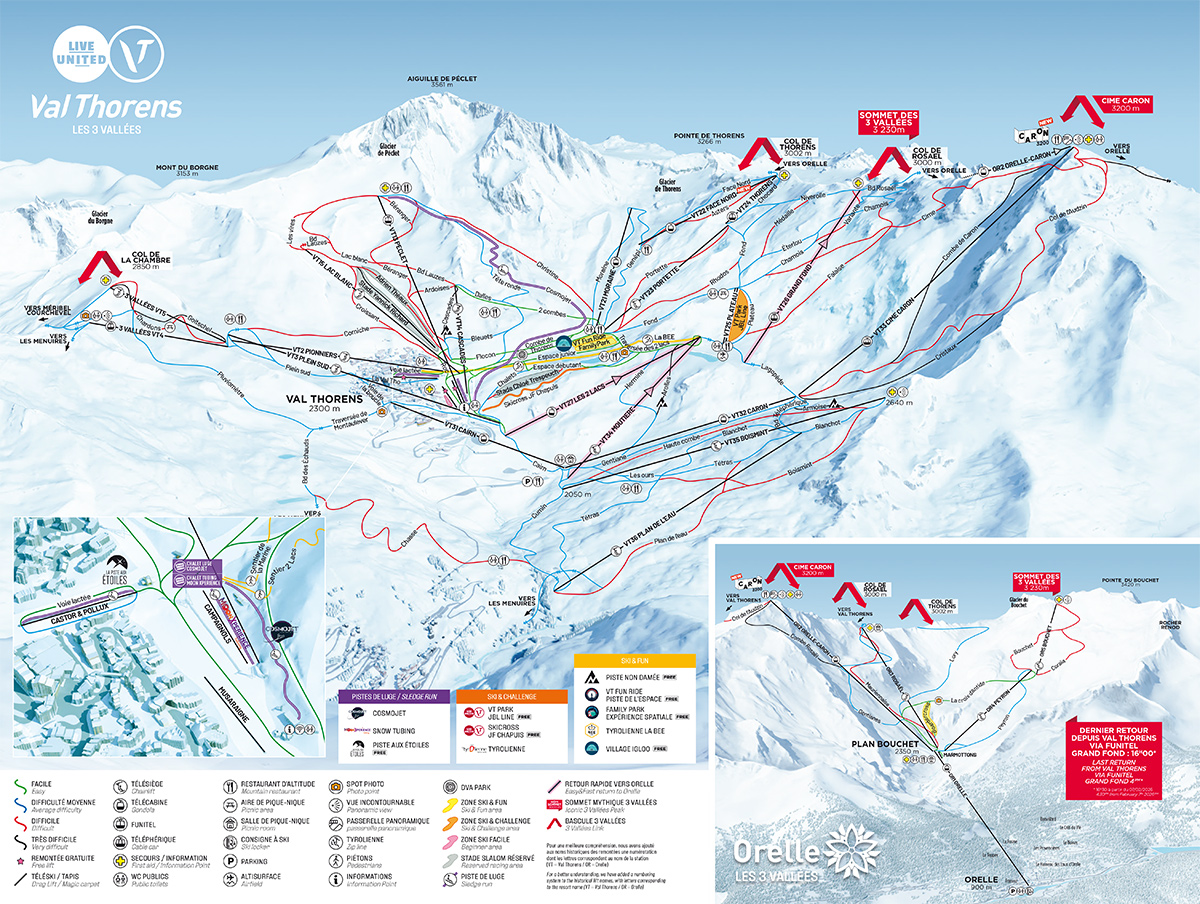 Cartina Val Thorens - Mappa piste sci Val Thorens