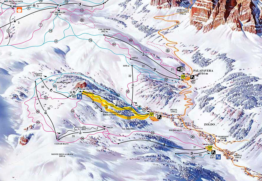 Cartina Zoldo Alto - Mappa piste sci Zoldo Alto
