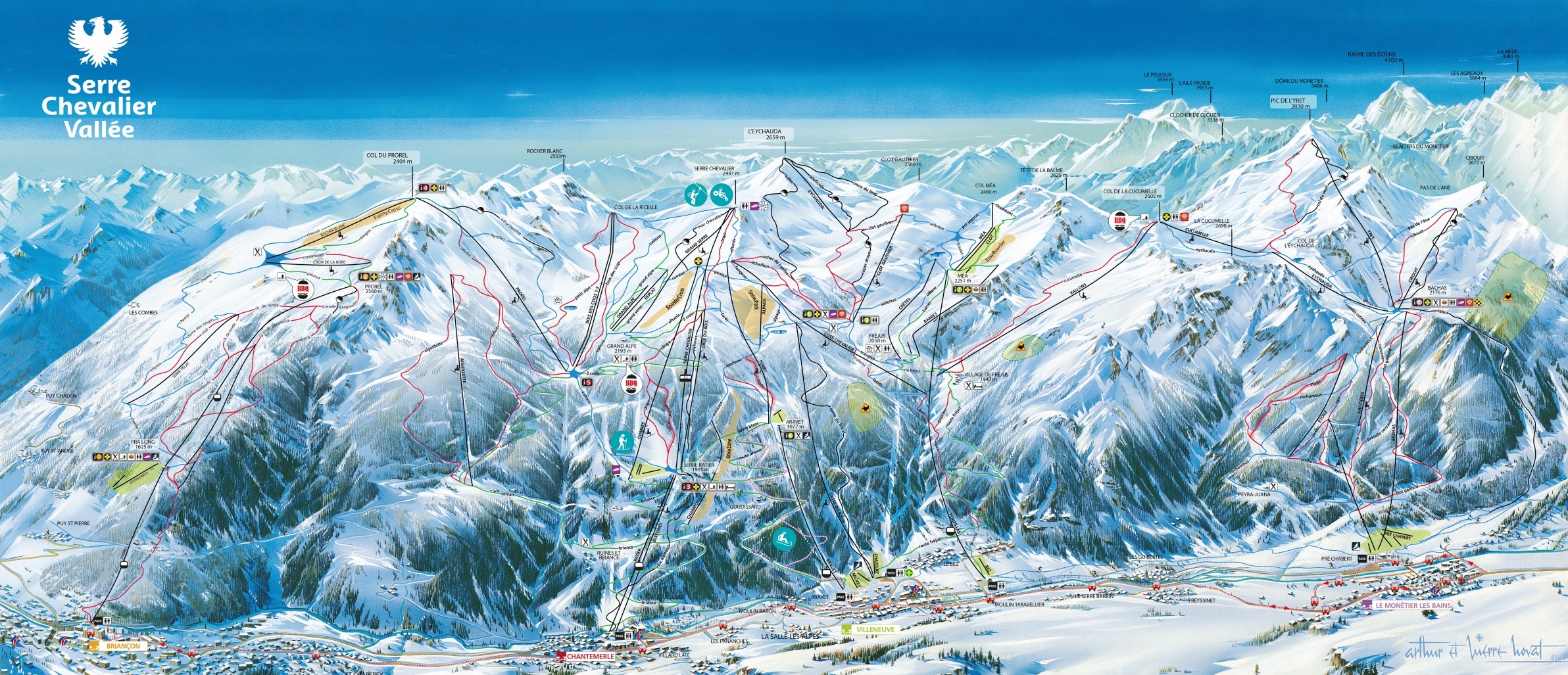Cartina Serre Chevalier - Mappa piste sci Serre Chevalier