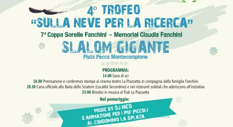 Montecampione: sabato 22 febbraio slalom gigante “Sulla neve per la Ricerca”