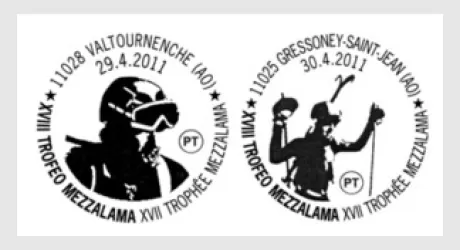 TROFEO MEZZALAMA - Due annulli filatelici per celebrare la 18 esima edizione  
